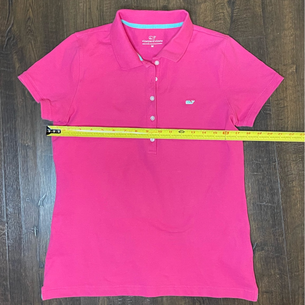 VINEYARD VINES Hot Pink Polo Shirt Short Sleeve Whale Lovo Size Medium - Picture 8 of 8